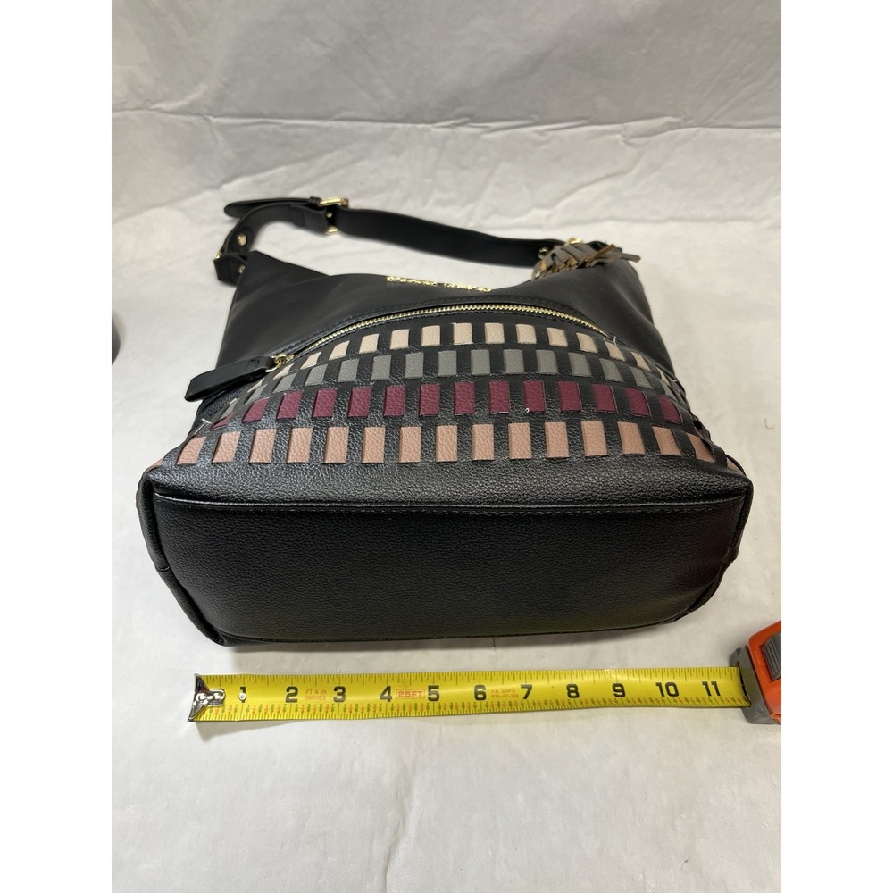 Adrienne Vittadini Faux Leather Hobo Shoulder Bag Purse Handbag Fringe Tassel - Picture 11 of 12